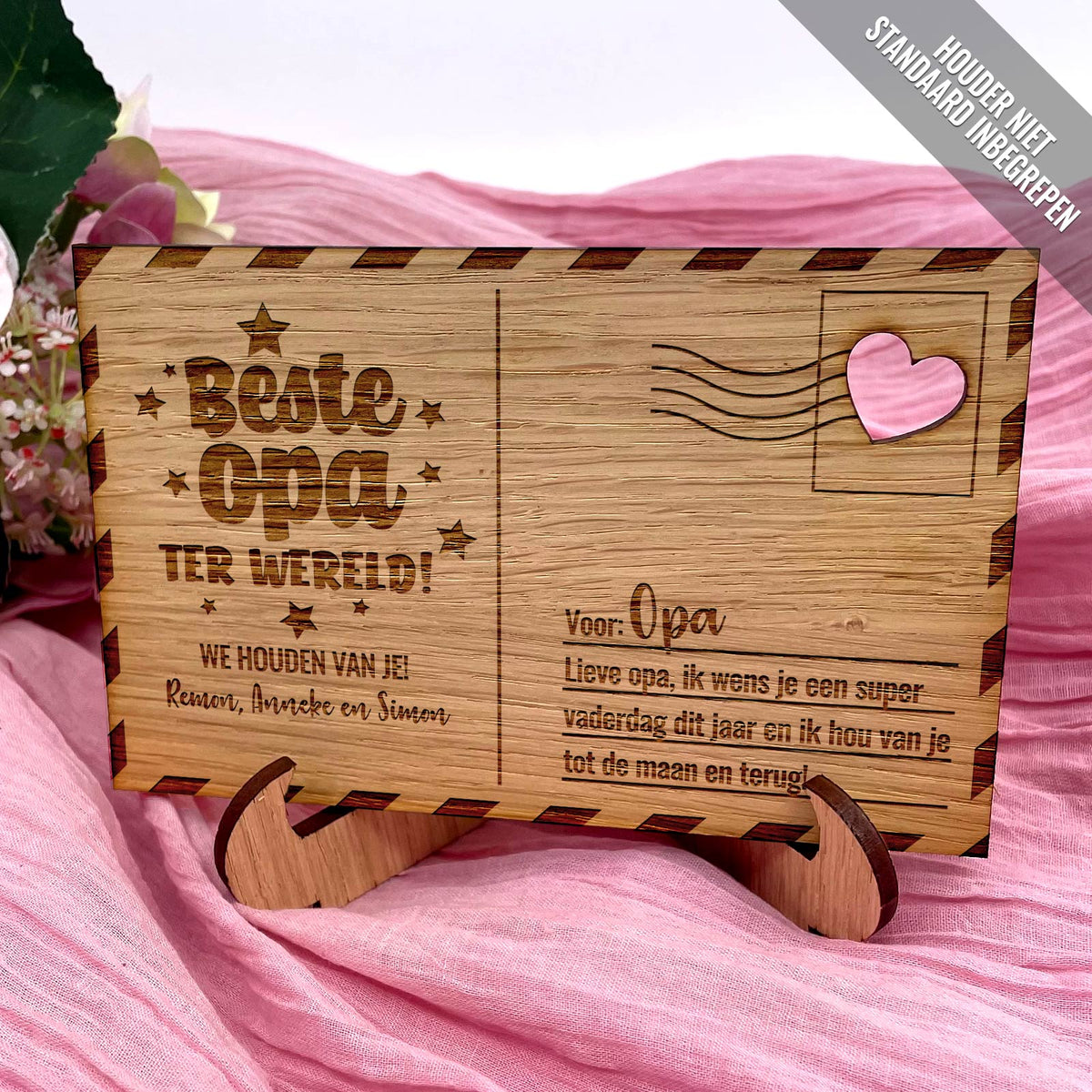 Beste Opa Ter Wereld Houten Kaartje - Bella Mia