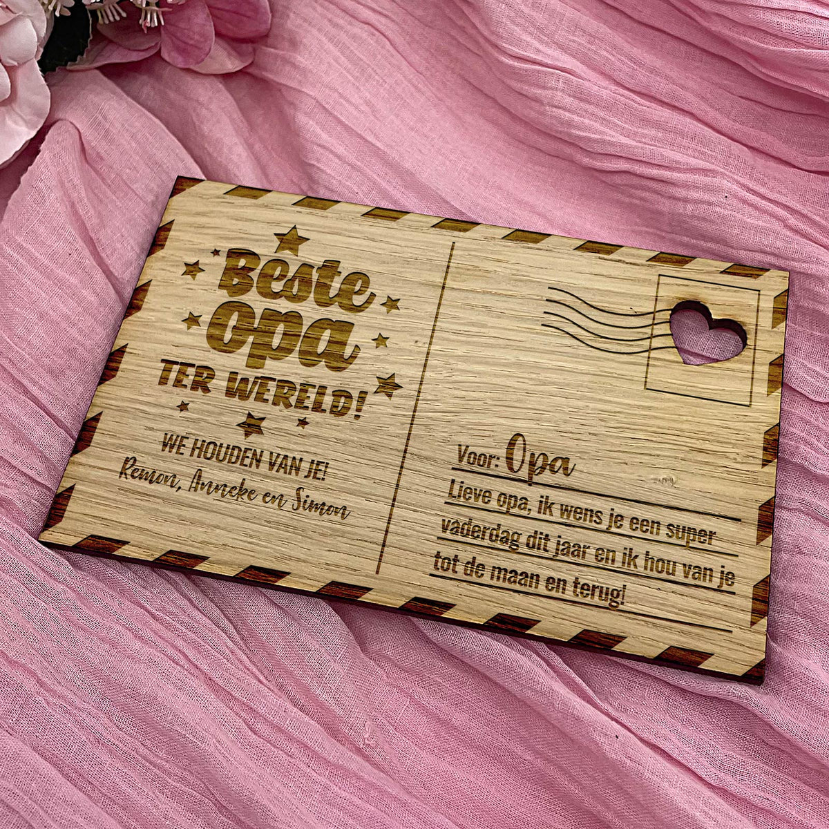 Beste Opa Ter Wereld Houten Kaartje - Bella Mia