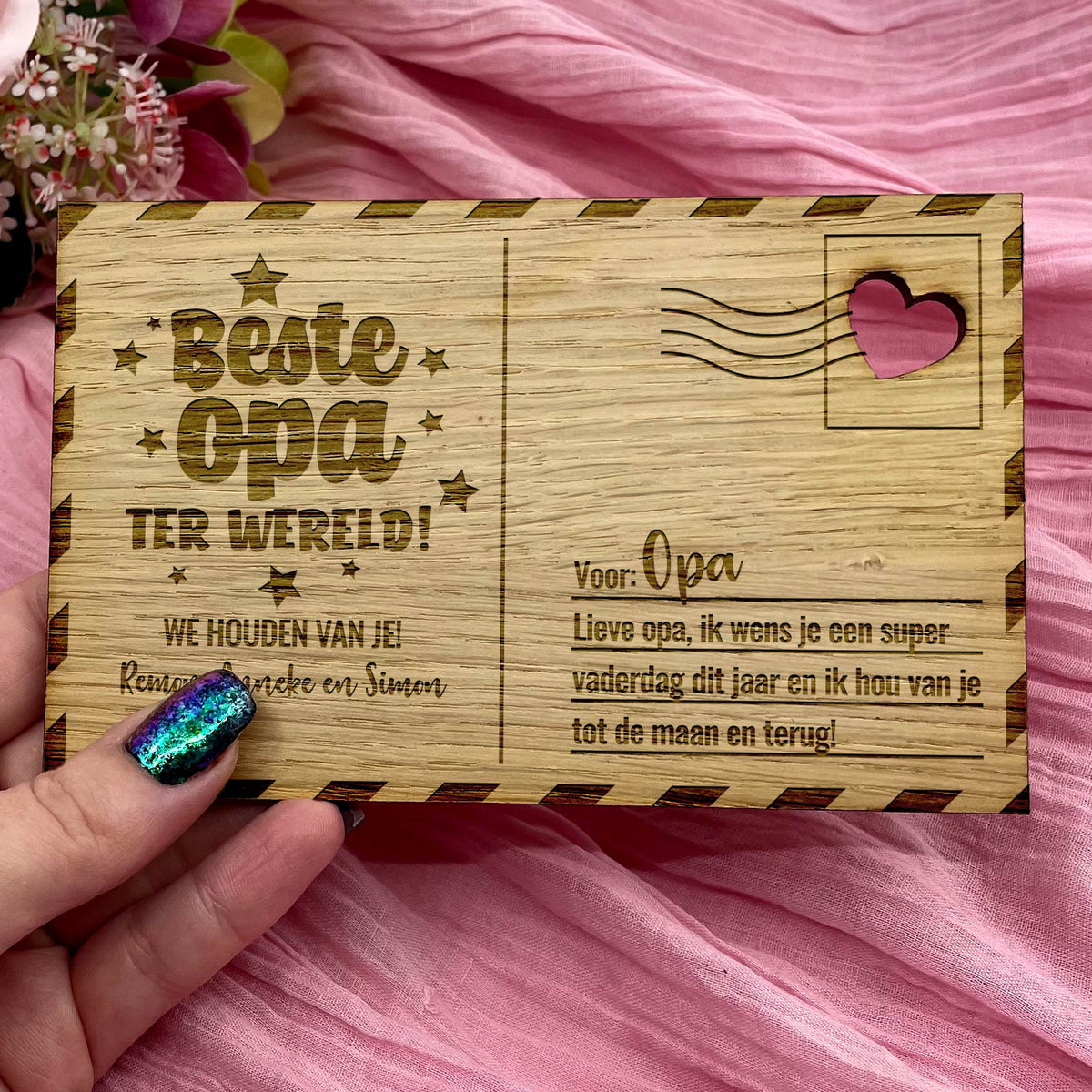 Beste Opa Ter Wereld Houten Kaartje - Bella Mia