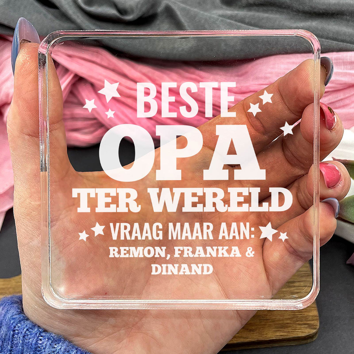 Beste Opa ter wereld! Plexi Glas Cadeau - Bella Mia