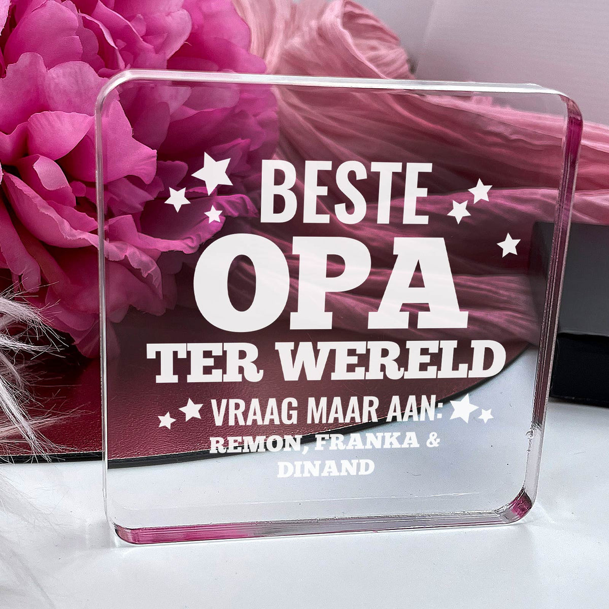 Beste Opa ter wereld! Plexi Glas Cadeau - Bella Mia