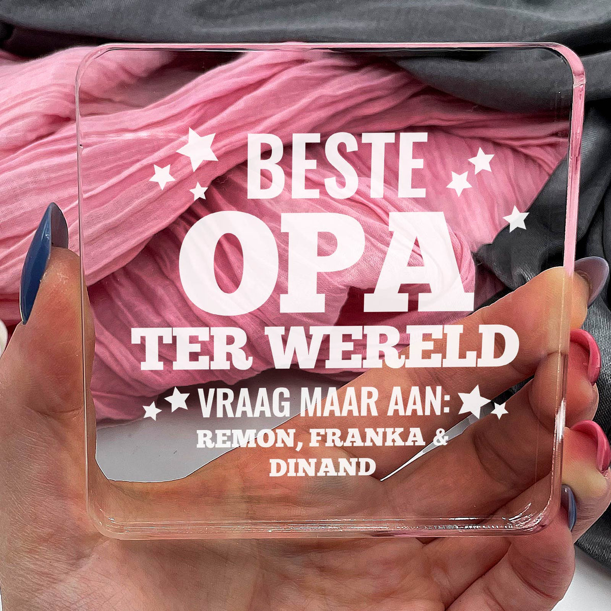 Beste Opa ter wereld! Plexi Glas Cadeau - Bella Mia
