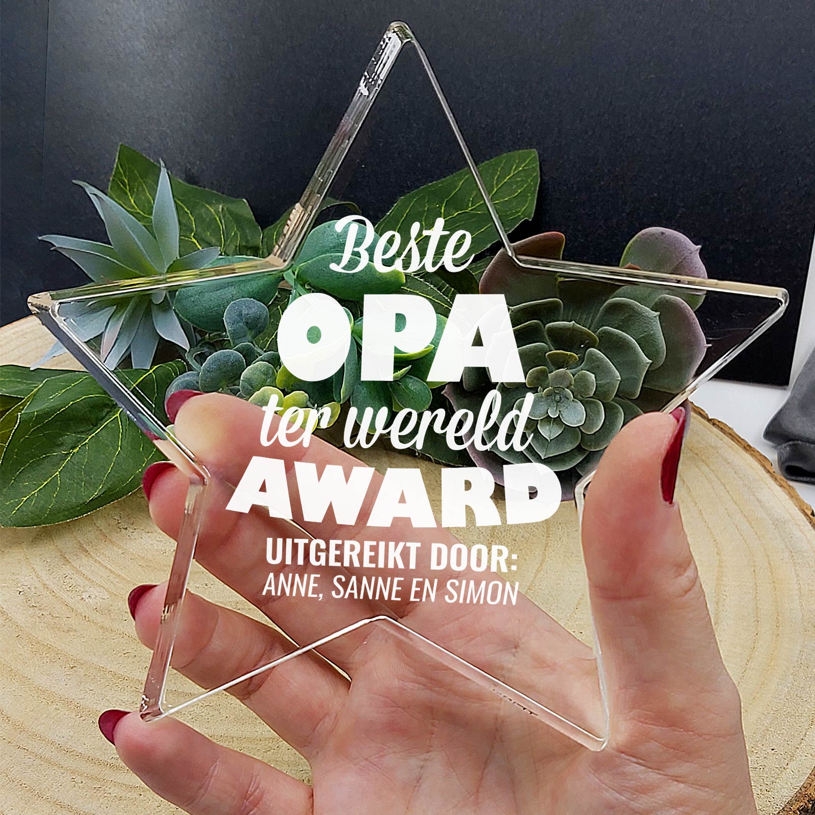 Beste Opa Ter Wereld Plexiglas Ster - Bella Mia