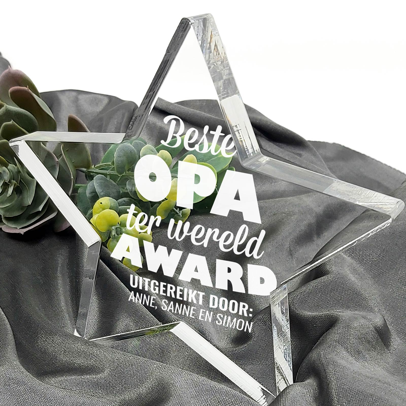 Beste Opa Ter Wereld Plexiglas Ster - Bella Mia