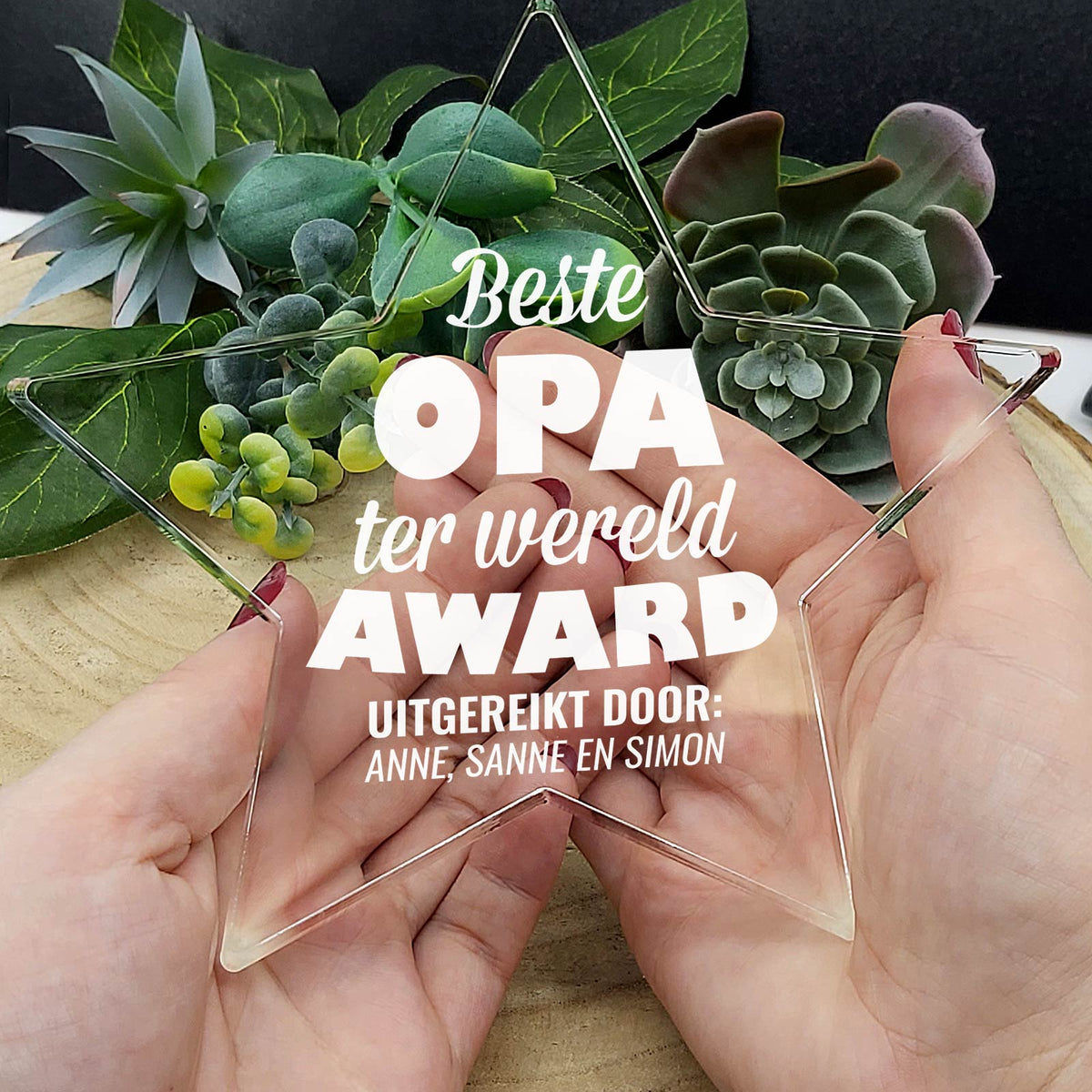 Beste Opa Ter Wereld Plexiglas Ster - Bella Mia