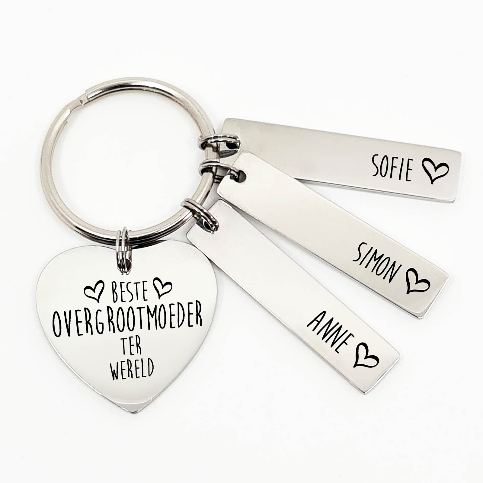 Beste Overgrootmoeder Ter Wereld - Hart Sleutelhanger - Bella Mia