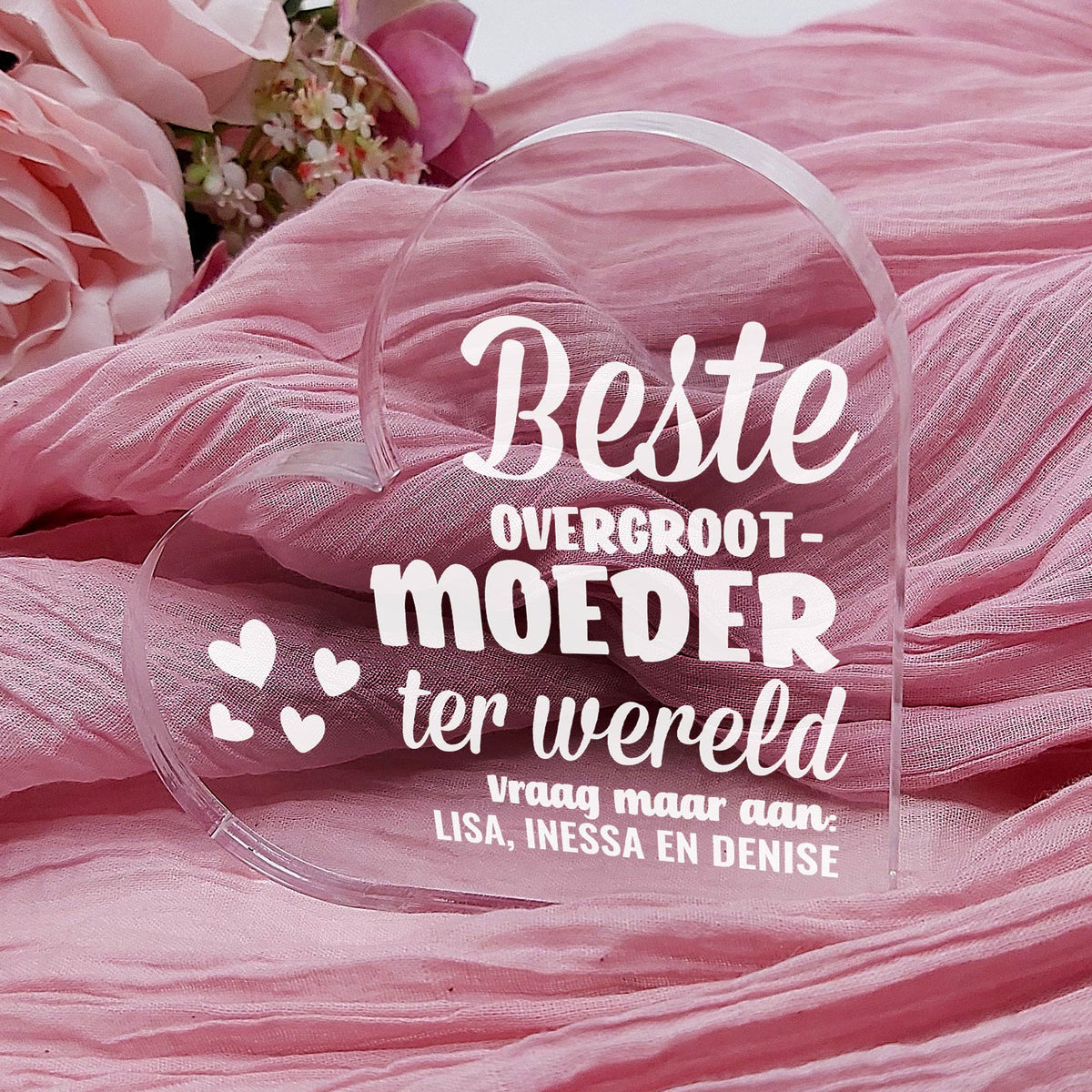 Beste Overgrootmoeder Ter Wereld Hart van Plexi Glas - Bella Mia