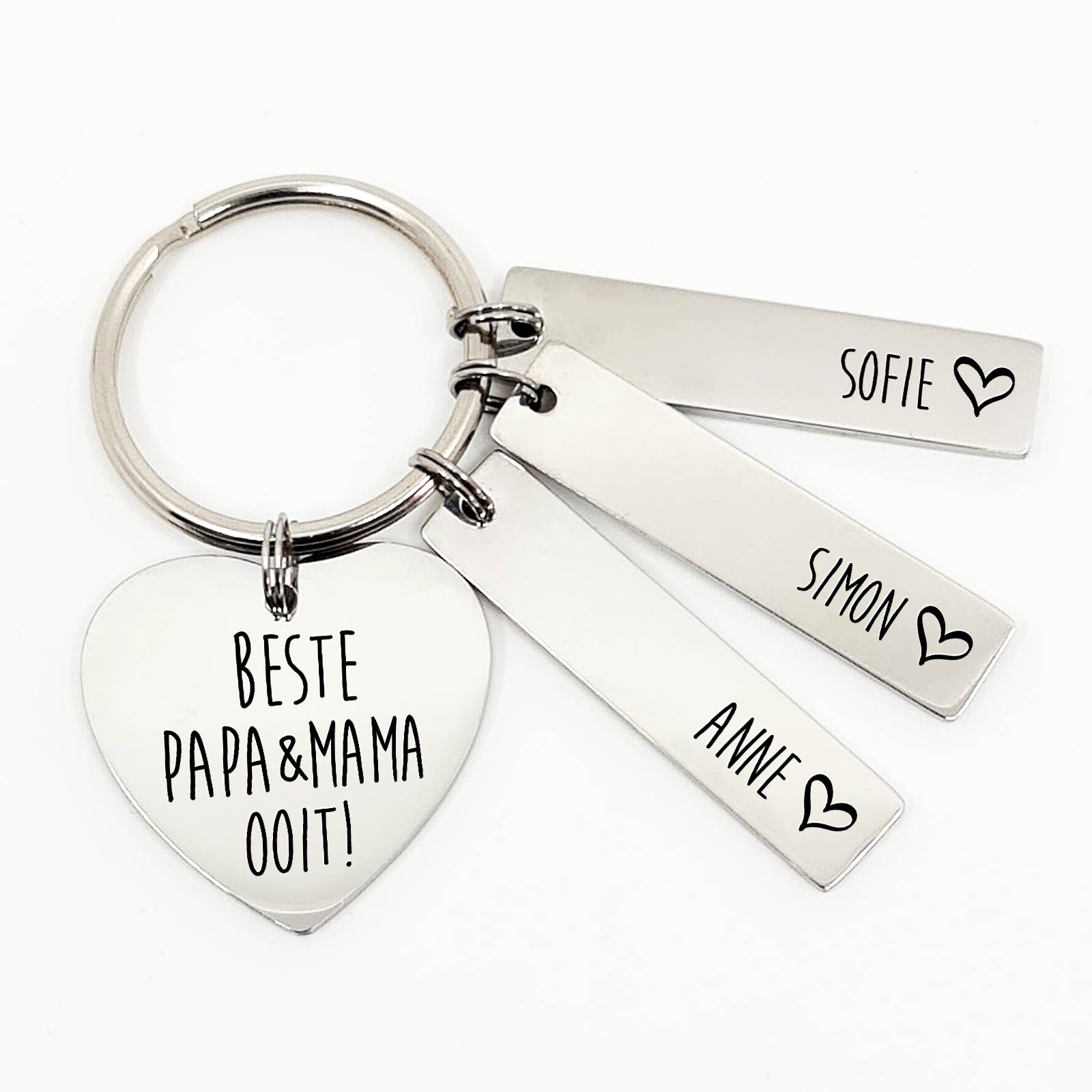 Beste Papa & Mama Ooit - Hart Sleutelhanger - Bella Mia