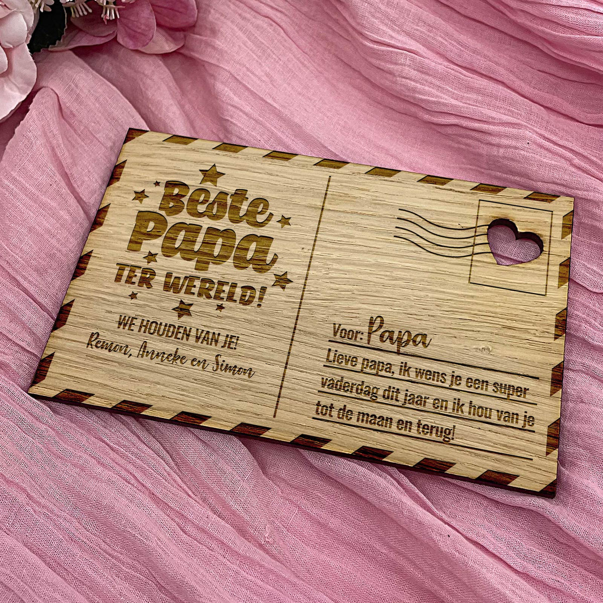 Beste Papa Ter Wereld Houten Kaartje - Bella Mia