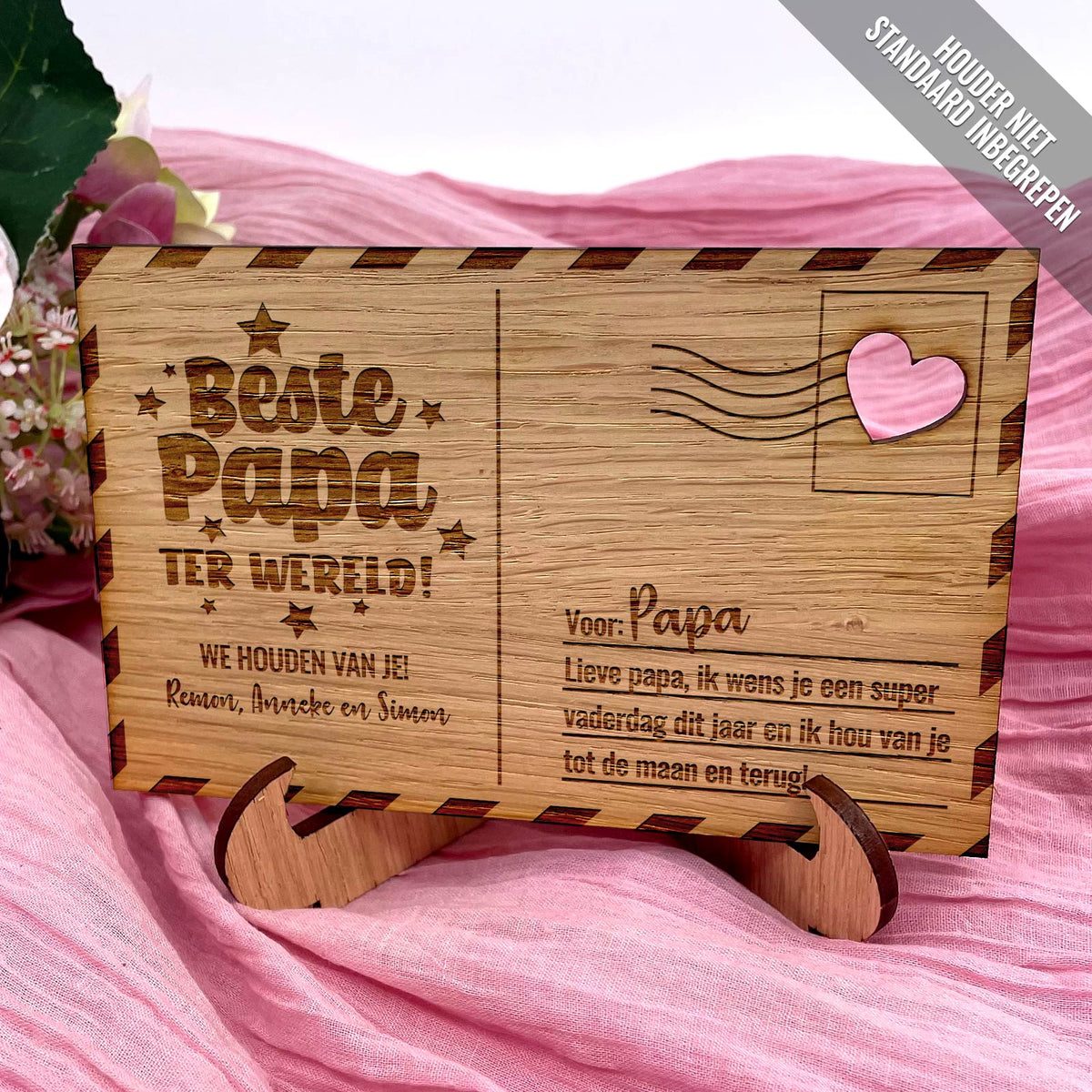 Beste Papa Ter Wereld Houten Kaartje - Bella Mia