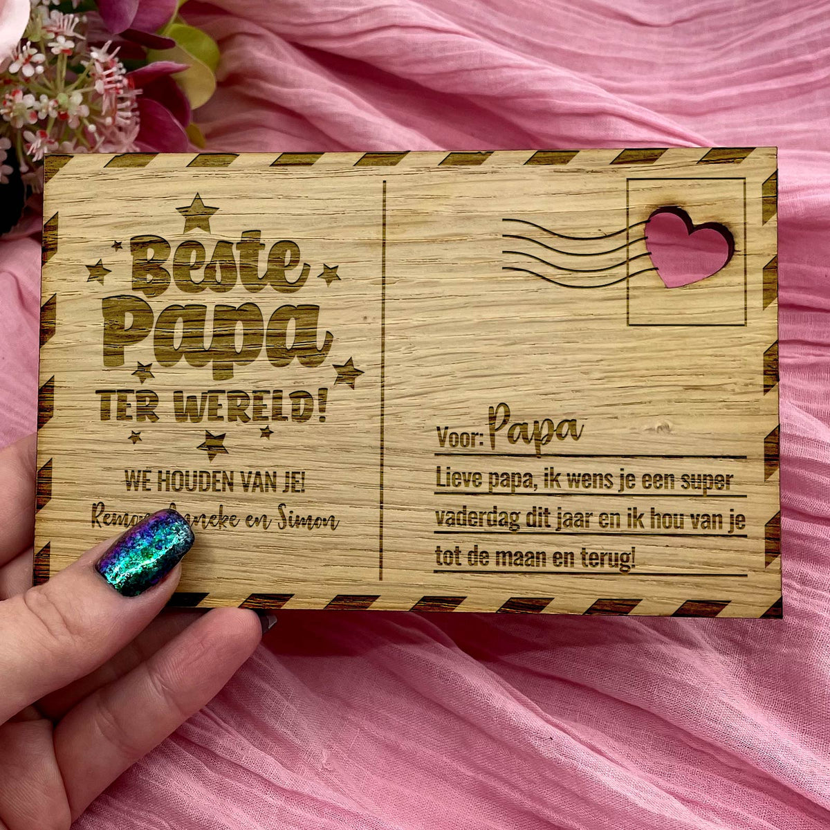 Beste Papa Ter Wereld Houten Kaartje - Bella Mia