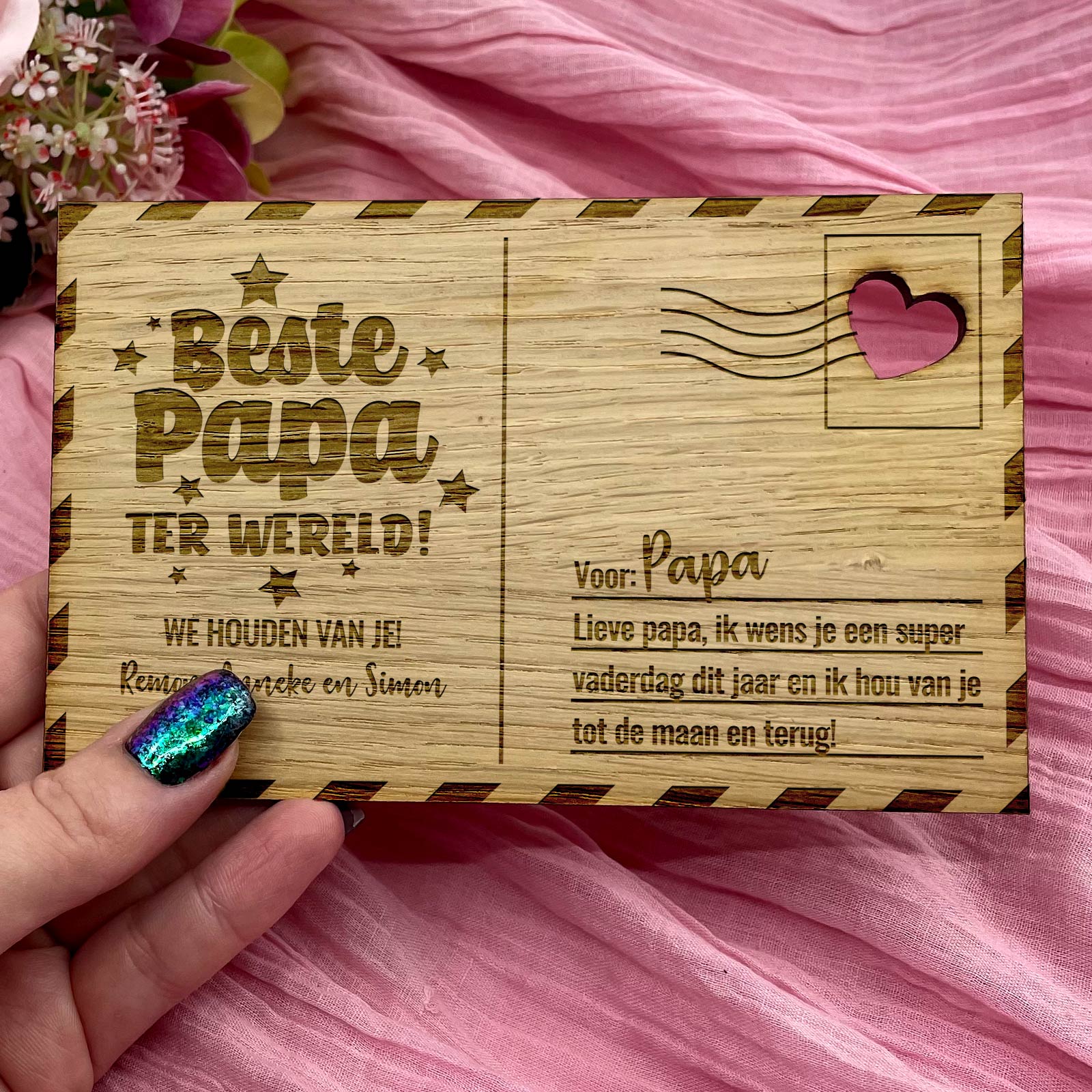 Beste Papa Ter Wereld Houten Kaartje - Bella Mia