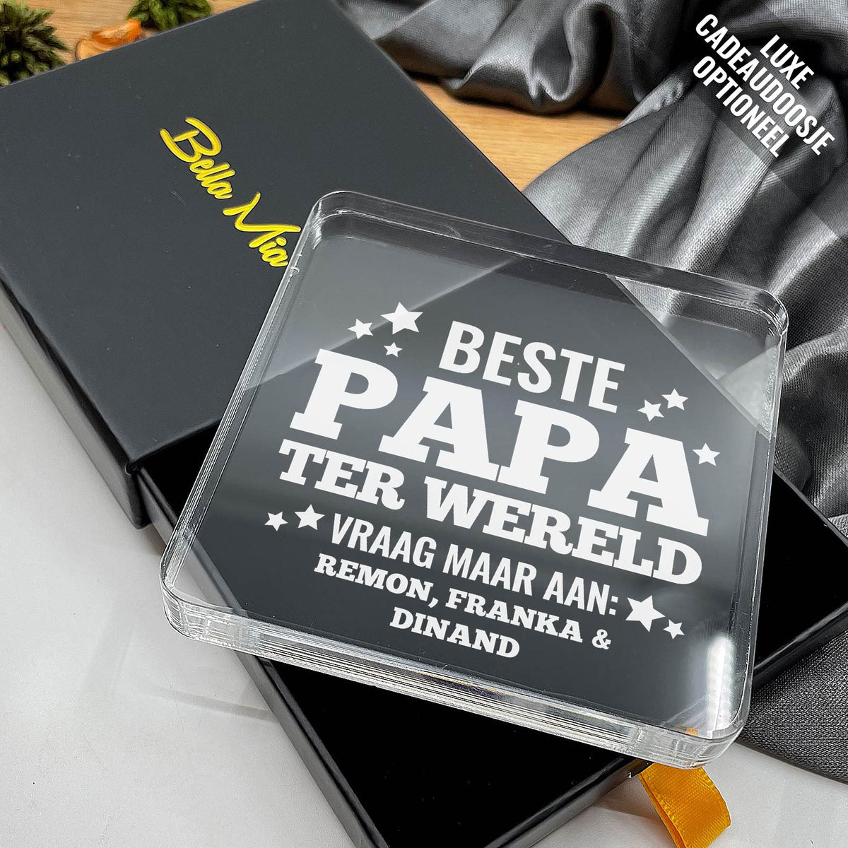 Beste papa ter wereld! Plexi Glas Cadeau - Bella Mia