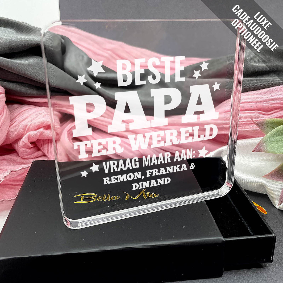 Beste papa ter wereld! Plexi Glas Cadeau - Bella Mia