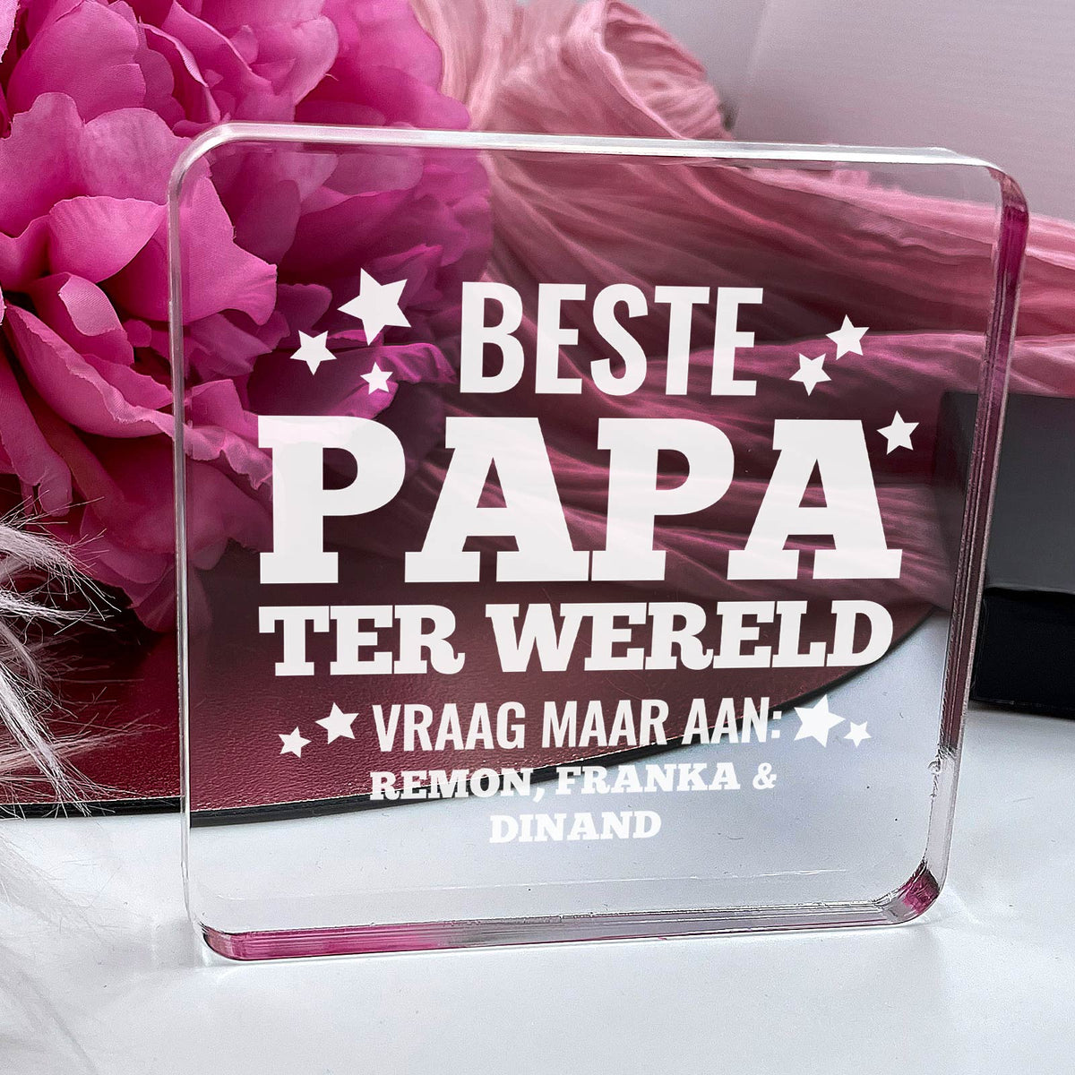 Beste papa ter wereld! Plexi Glas Cadeau - Bella Mia