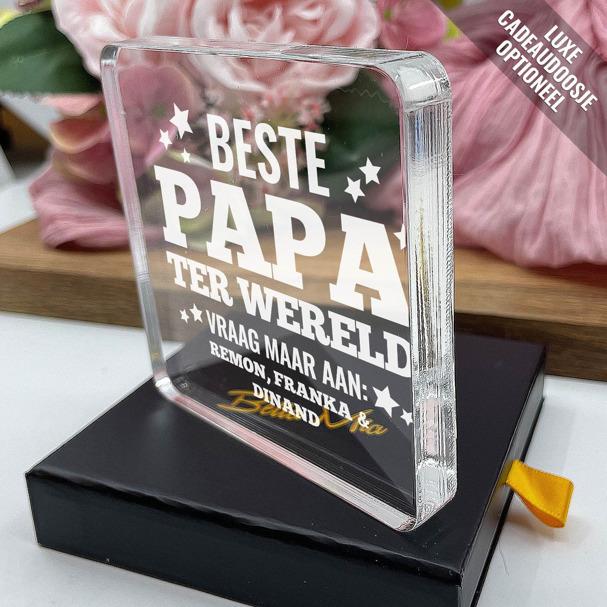 Beste papa ter wereld! Plexi Glas Cadeau - Bella Mia