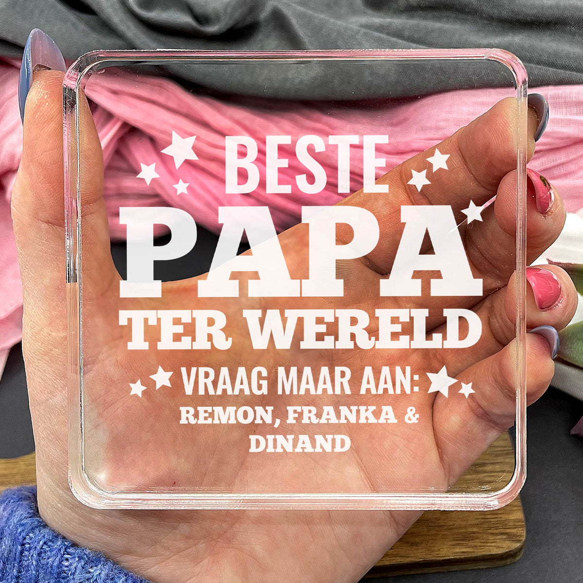 Beste papa ter wereld! Plexi Glas Cadeau - Bella Mia