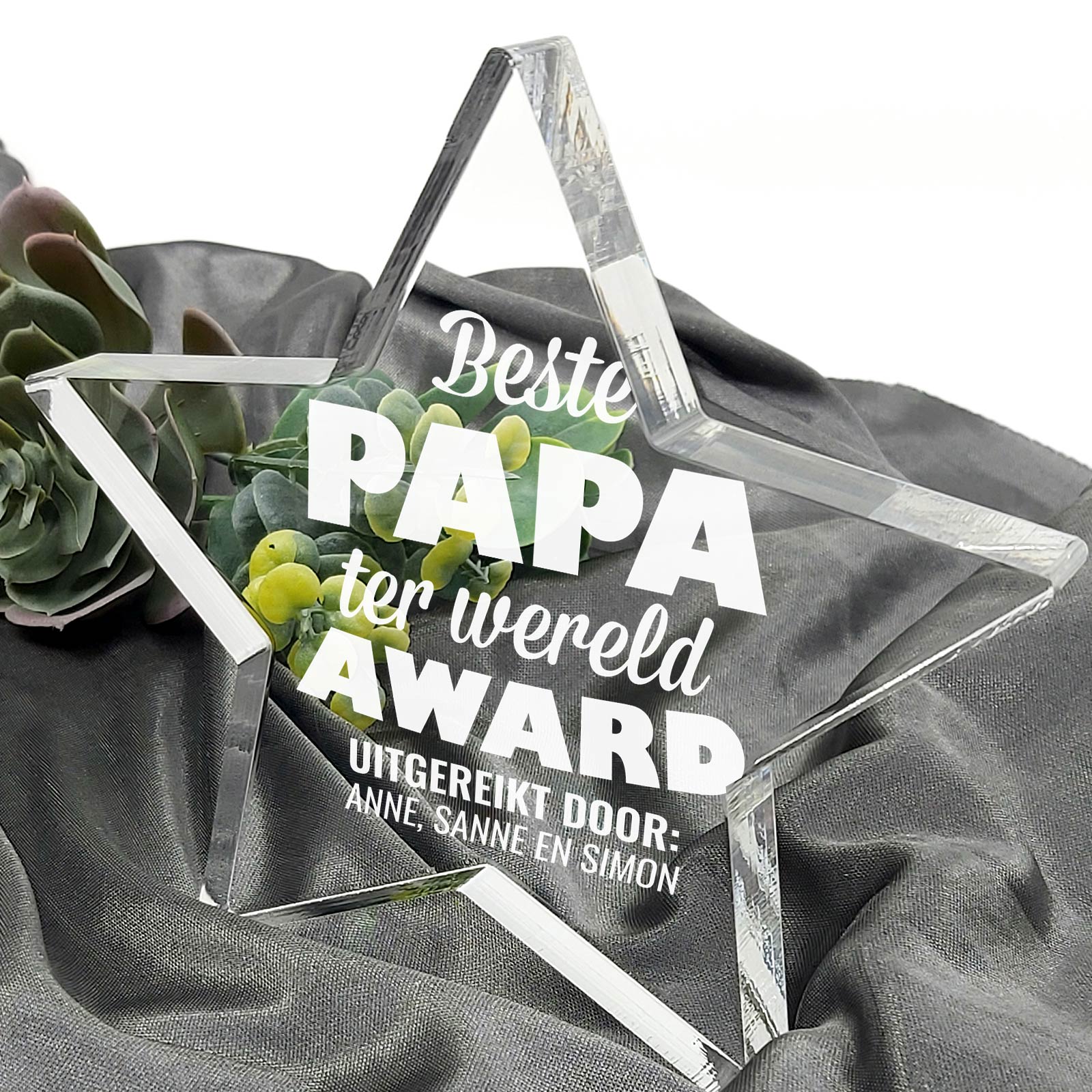 Beste Papa Ter Wereld Plexiglas Ster - Bella Mia