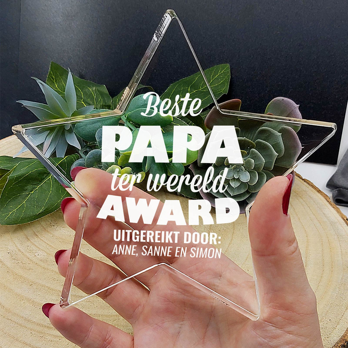 Beste Papa Ter Wereld Plexiglas Ster - Bella Mia