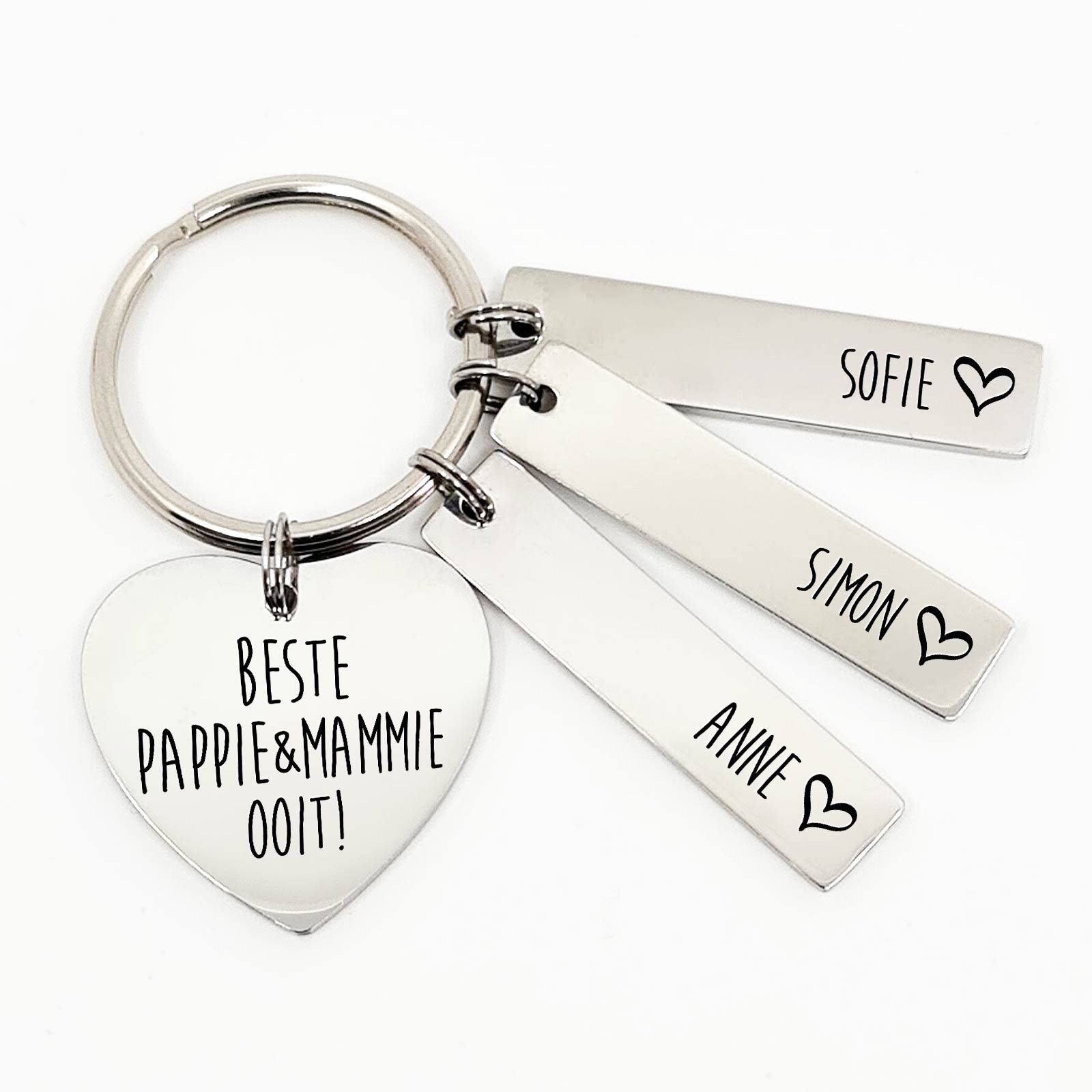 Beste Pappie & Mammie Ooit - Hart Sleutelhanger - Bella Mia