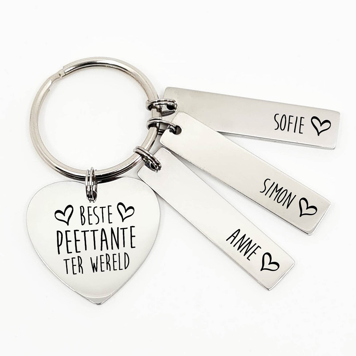 Beste Peettante Ter Wereld - Hart Sleutelhanger - Bella Mia