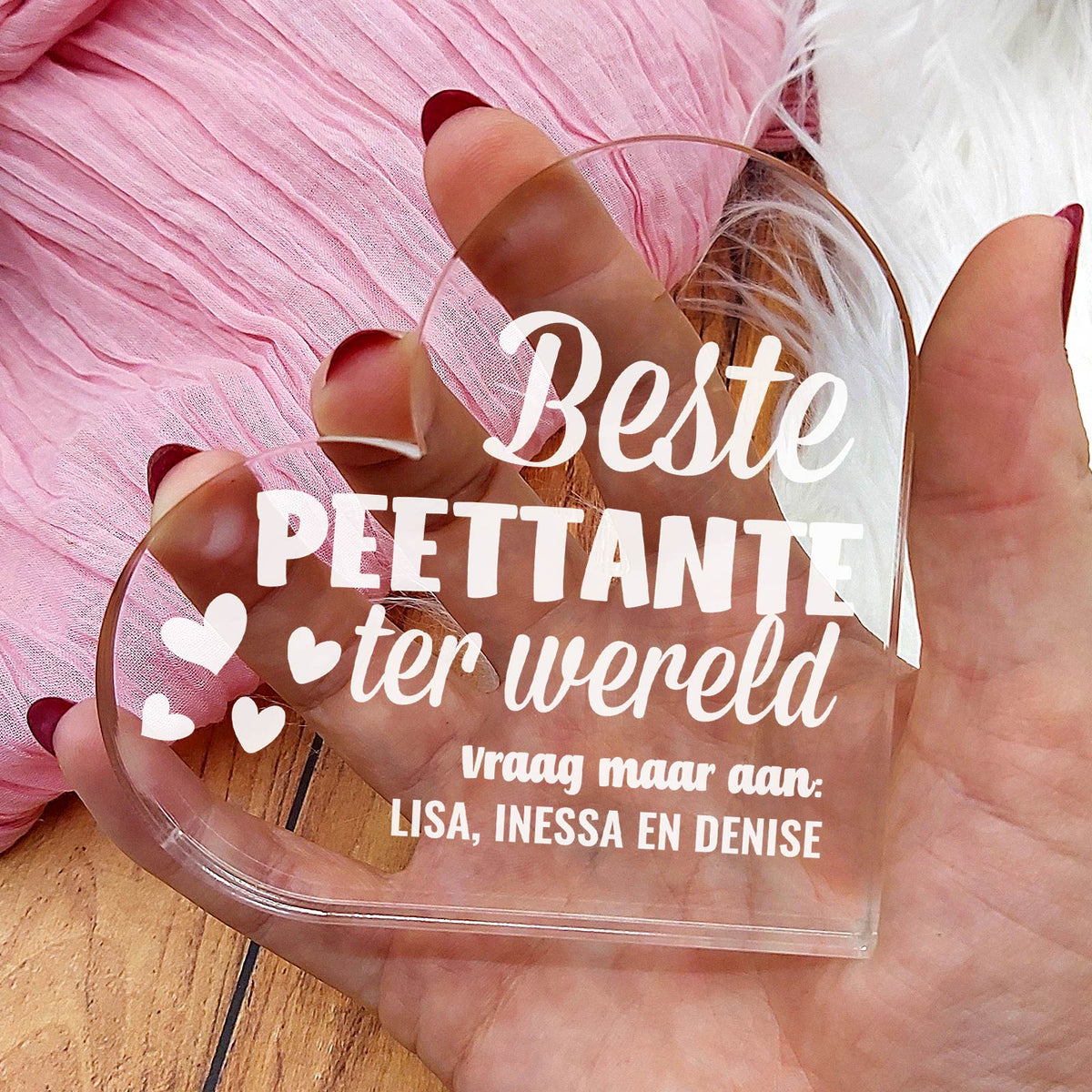 Beste Peettante Ter Wereld Hart van Plexi Glas - Bella Mia