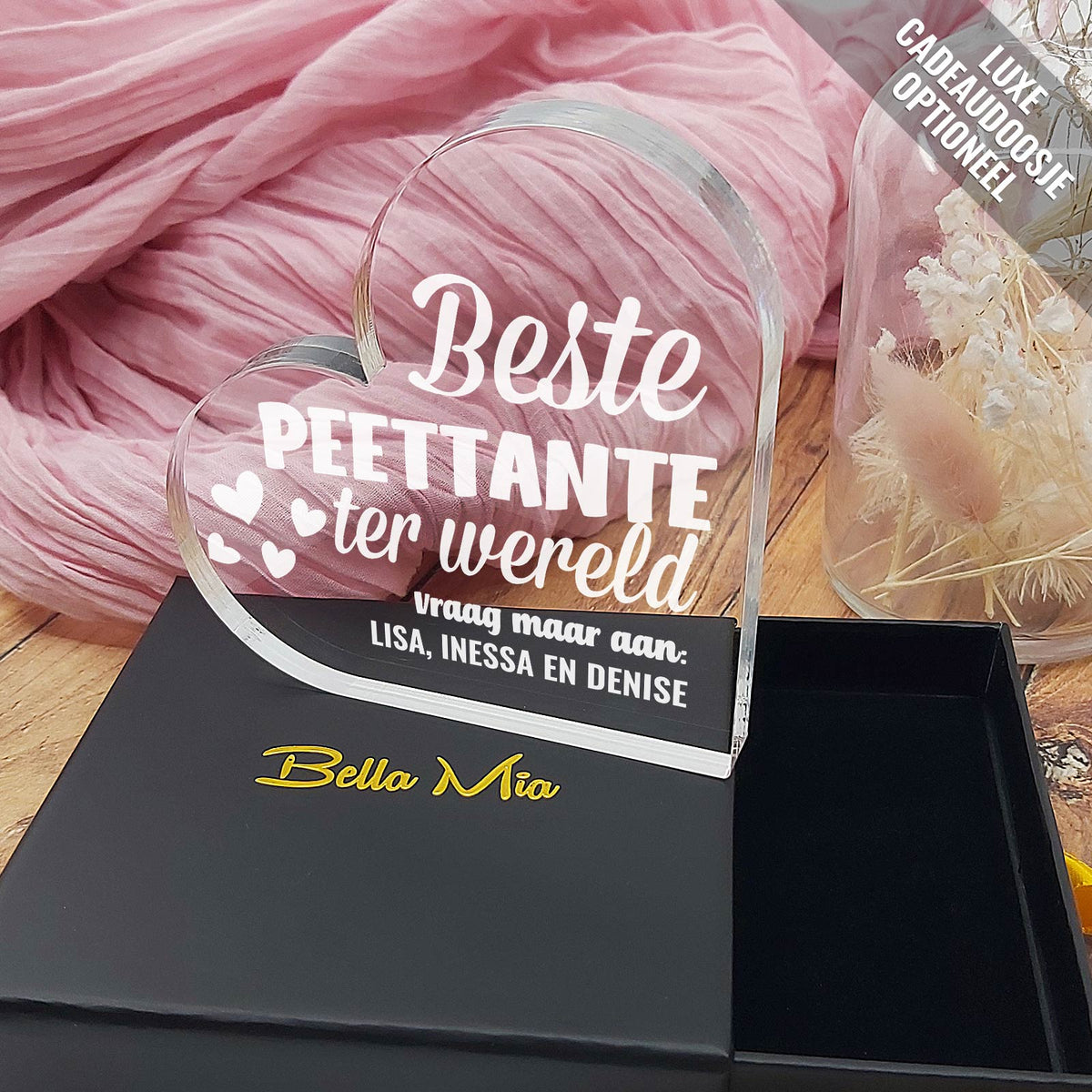 Beste Peettante Ter Wereld Hart van Plexi Glas - Bella Mia