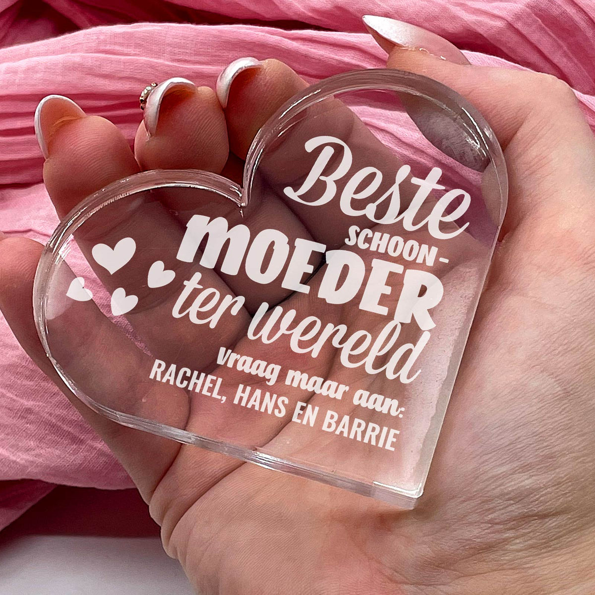 Beste ter Wereld Hart van Plexi Glas - Bella Mia