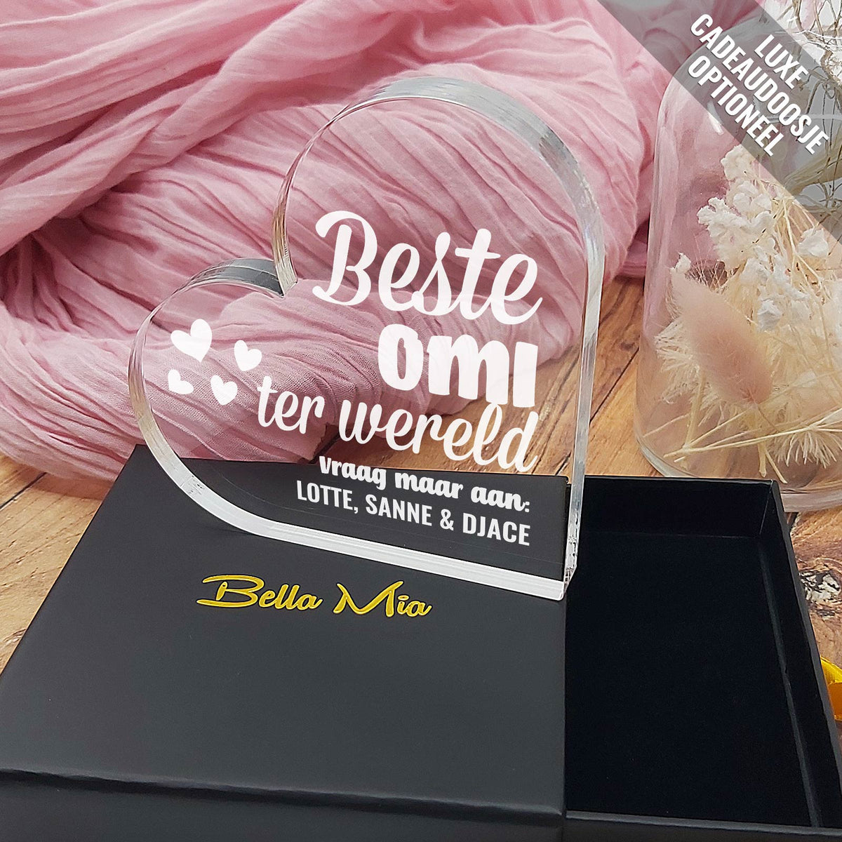 Beste ter Wereld Hart van Plexi Glas - Bella Mia