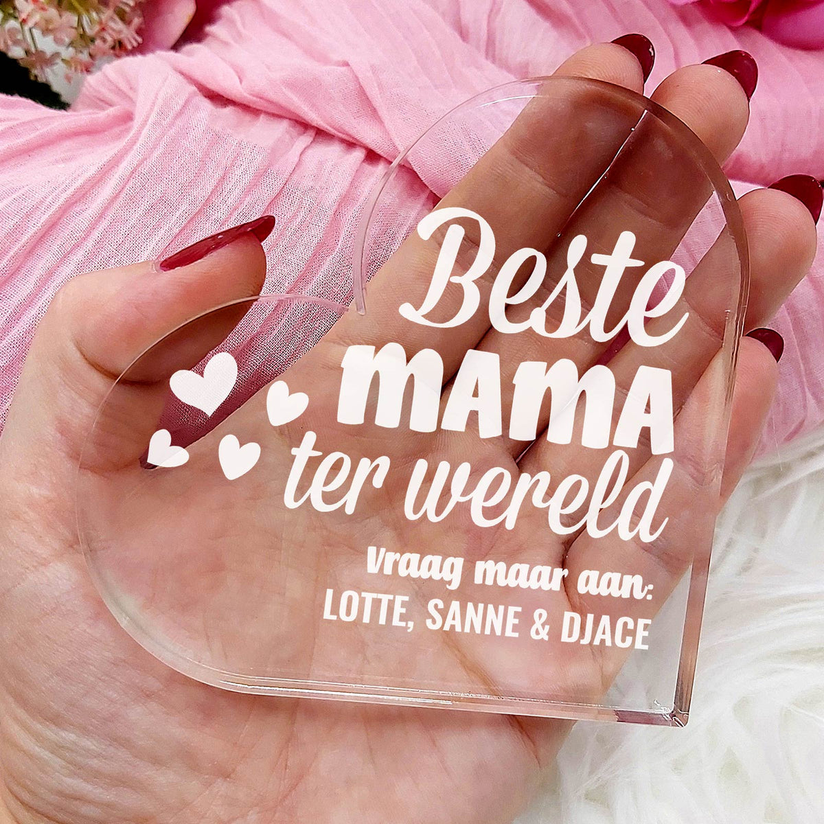 Beste ter Wereld Hart van Plexi Glas - Bella Mia