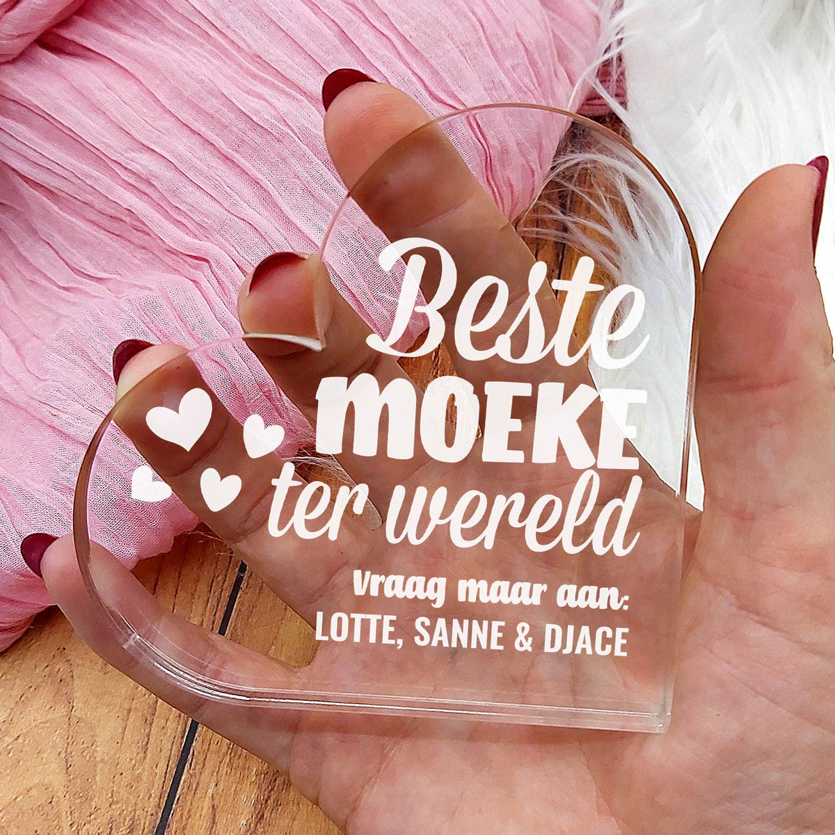 Beste ter Wereld Hart van Plexi Glas - Bella Mia