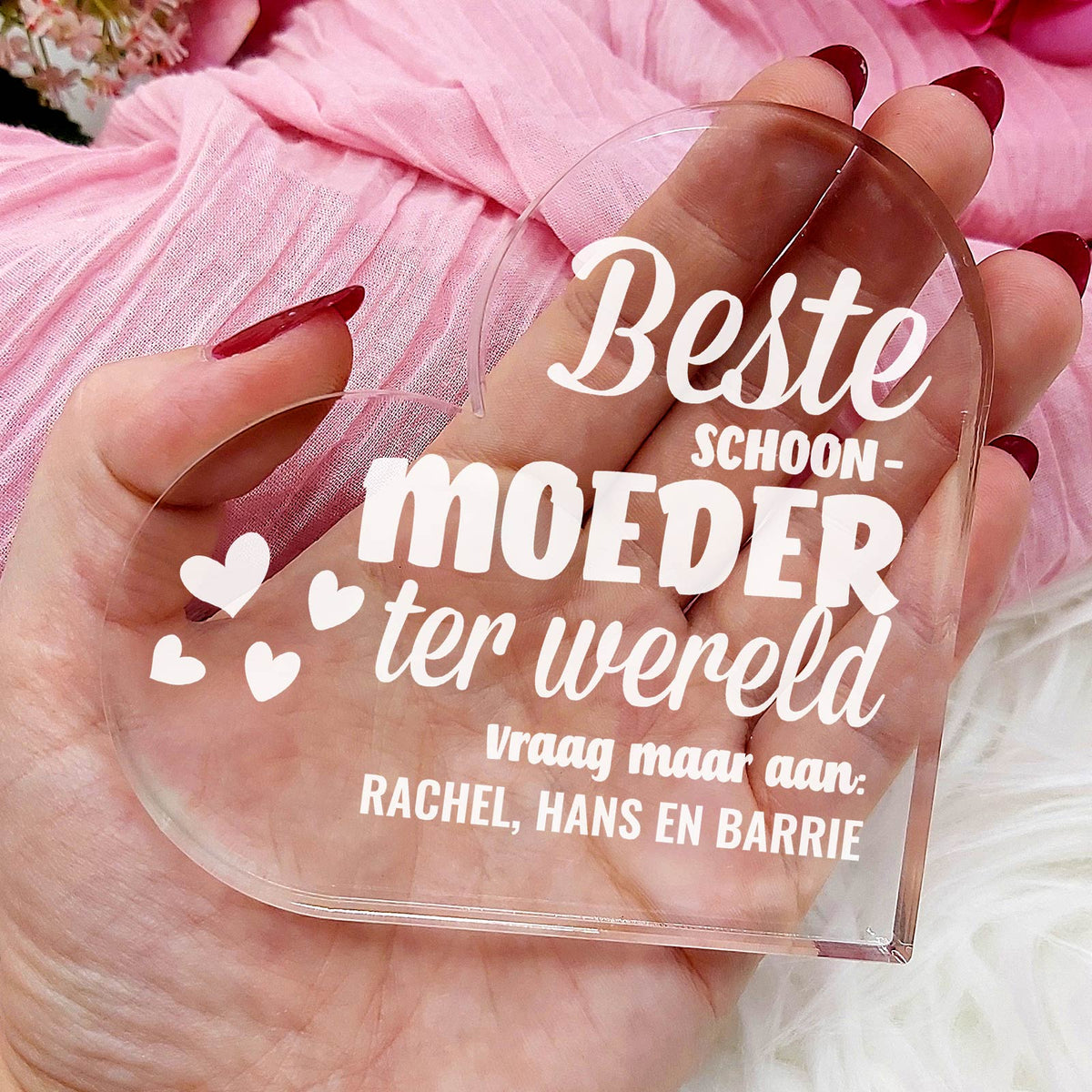 Beste ter Wereld Hart van Plexi Glas - Bella Mia