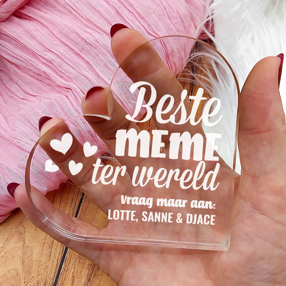 Beste ter Wereld Hart van Plexi Glas - Bella Mia