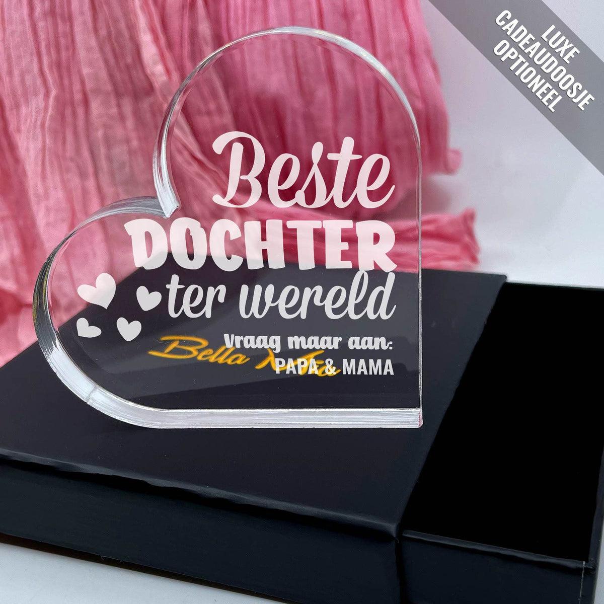 Beste ter Wereld Hart van Plexi Glas - Bella Mia