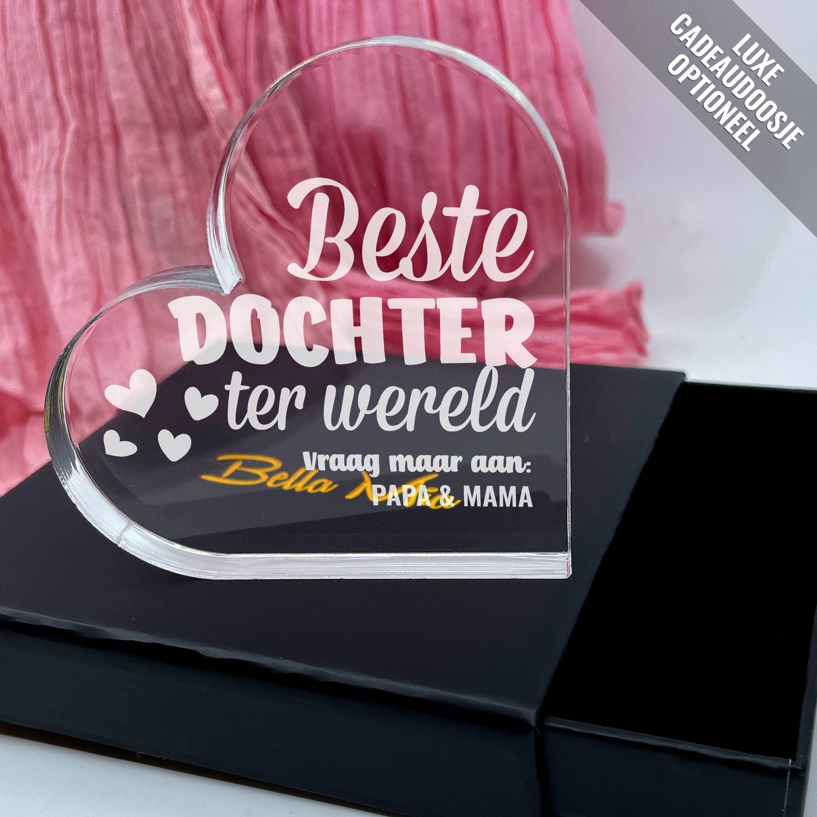 Beste ter Wereld Hart van Plexi Glas - Bella Mia