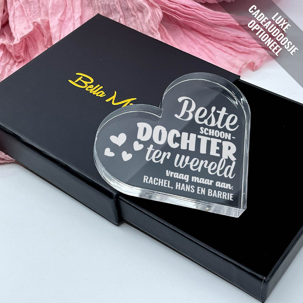 Beste ter Wereld Hart van Plexi Glas - Bella Mia