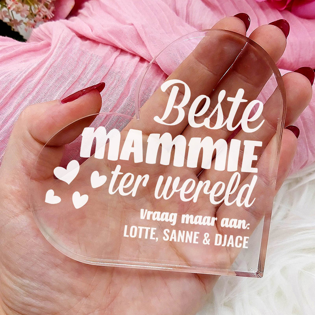 Beste ter Wereld Hart van Plexi Glas - Bella Mia