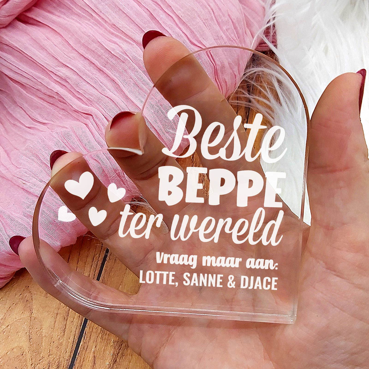 Beste ter Wereld Hart van Plexi Glas - Bella Mia