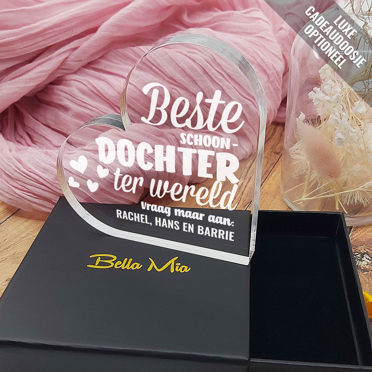 Beste ter Wereld Hart van Plexi Glas - Bella Mia