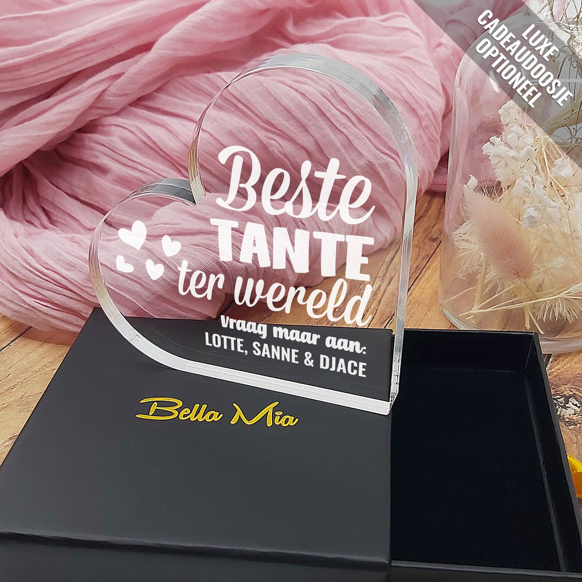 Beste ter Wereld Hart van Plexi Glas - Bella Mia