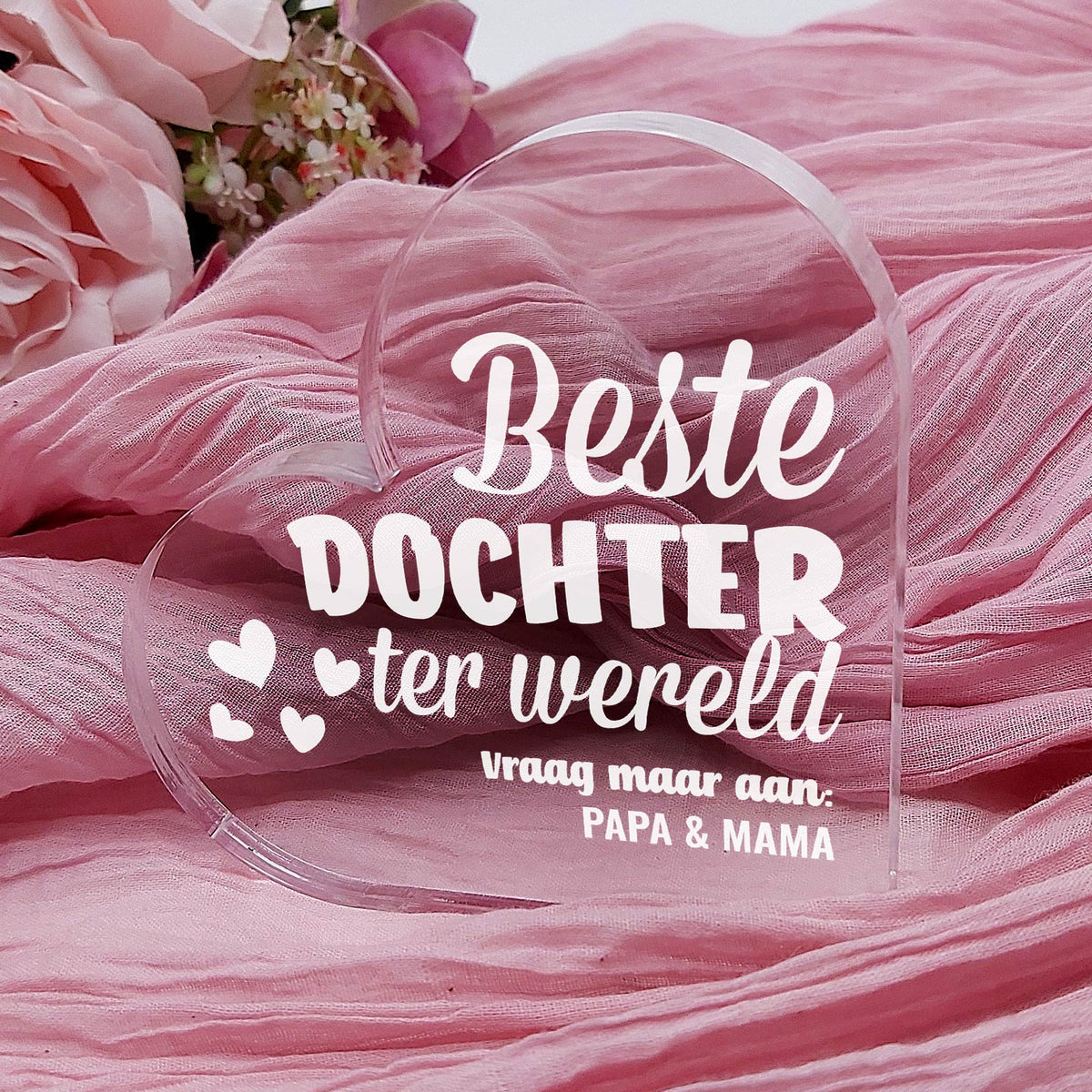 Beste ter Wereld Hart van Plexi Glas - Bella Mia