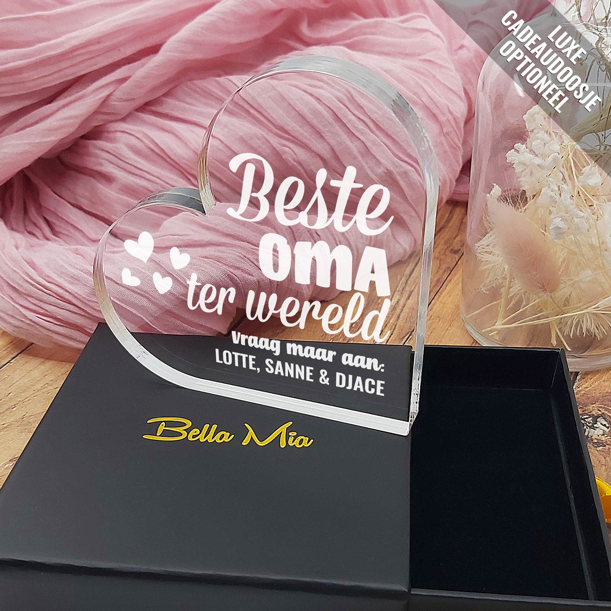 Beste ter Wereld Hart van Plexi Glas - Bella Mia