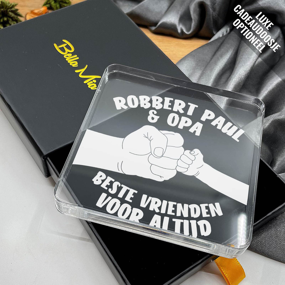 Beste Vrienden met Opa Plexi Glas Cadeau - Bella Mia