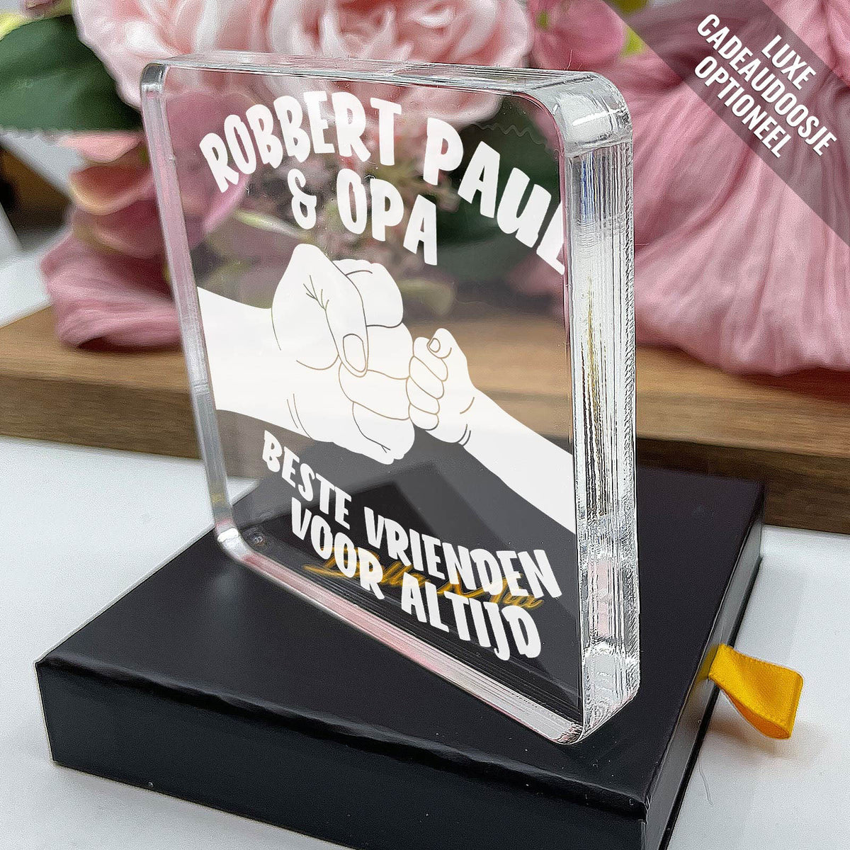 Beste Vrienden met Opa Plexi Glas Cadeau - Bella Mia