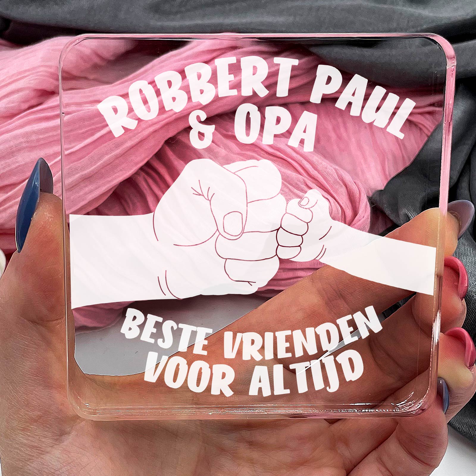 Beste Vrienden met Opa Plexi Glas Cadeau - Bella Mia