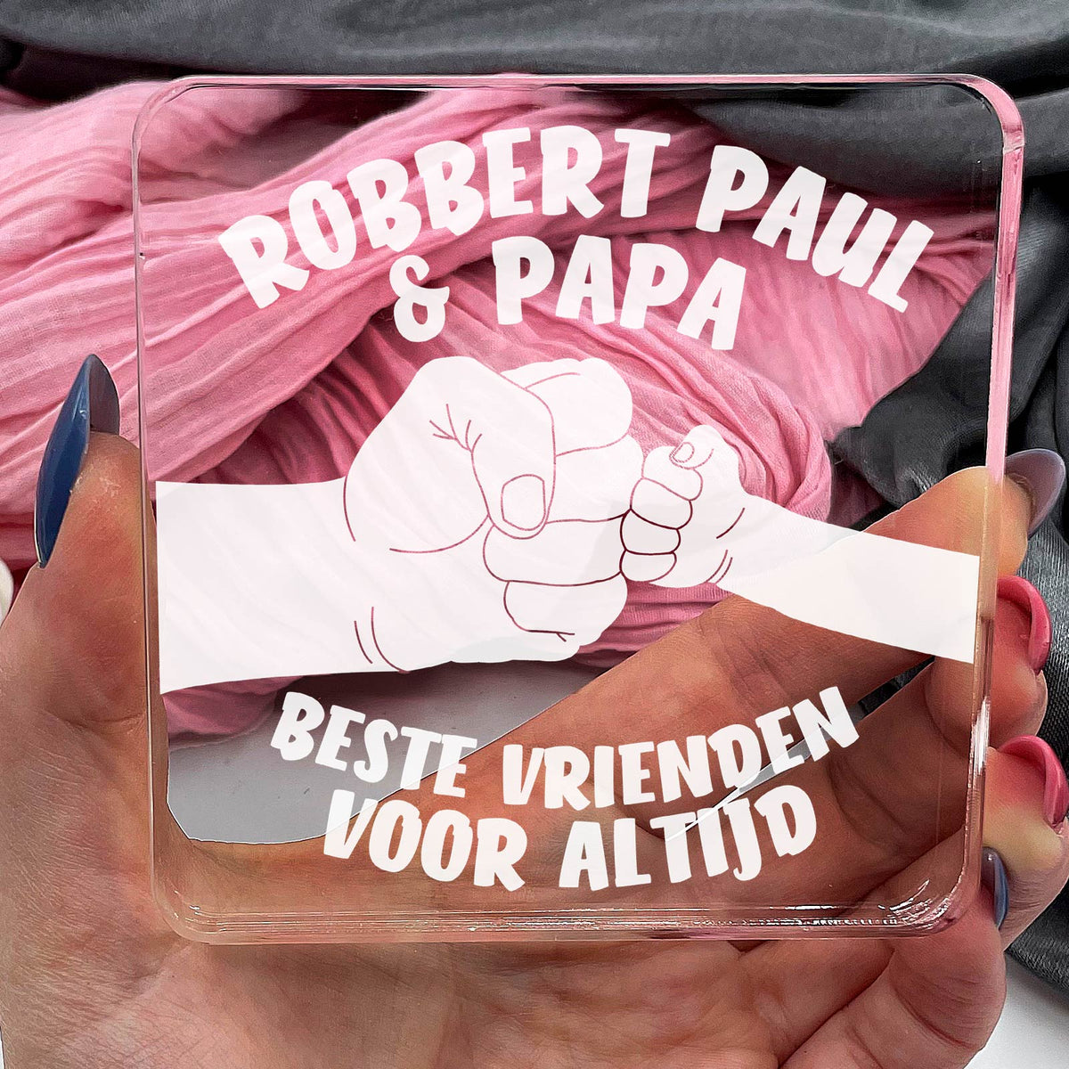 Beste Vrienden met Papa Plexi Glas Cadeau - Bella Mia