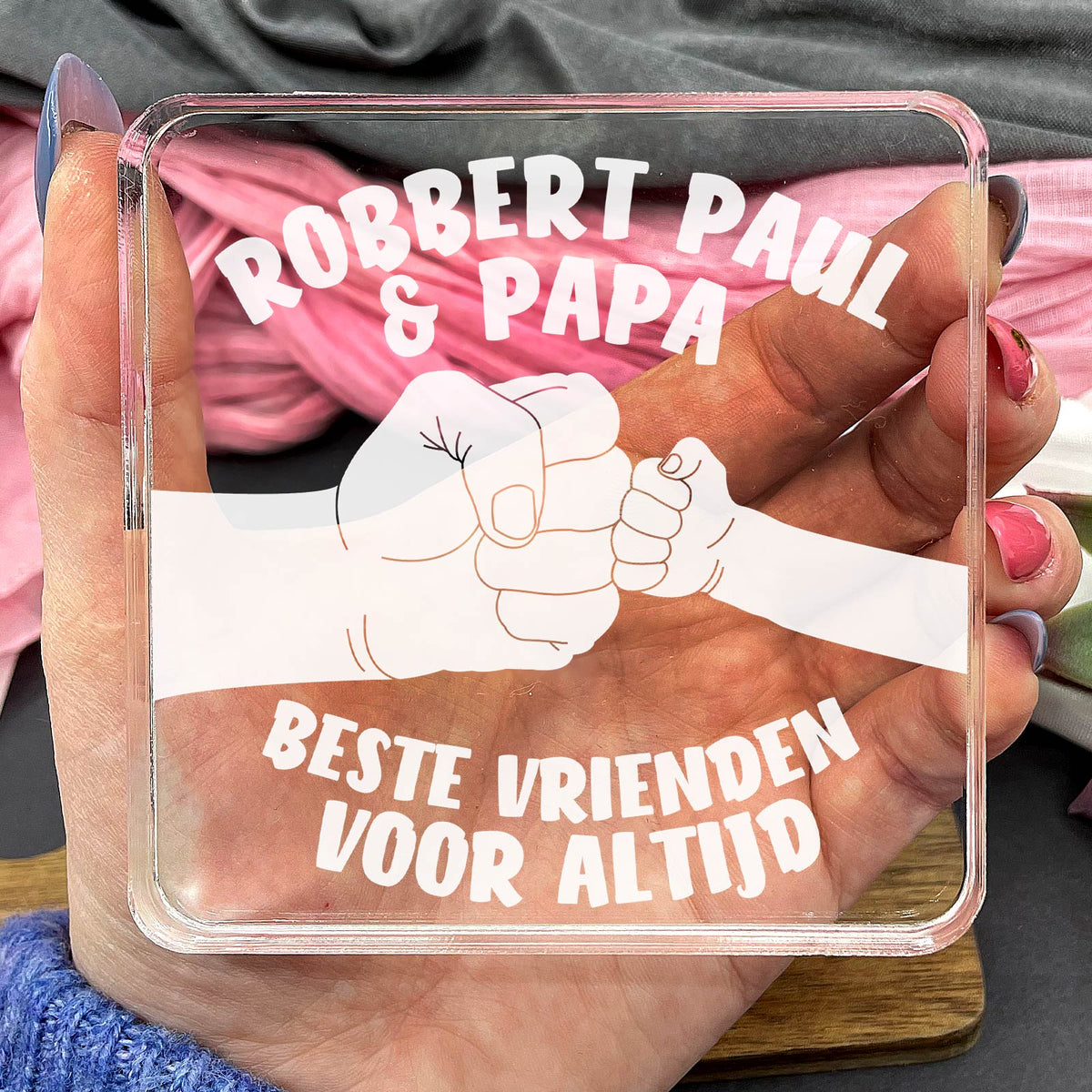 Beste Vrienden met Papa Plexi Glas Cadeau - Bella Mia