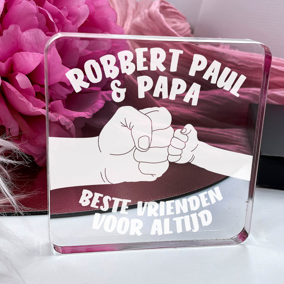 Beste Vrienden met Papa Plexi Glas Cadeau - Bella Mia