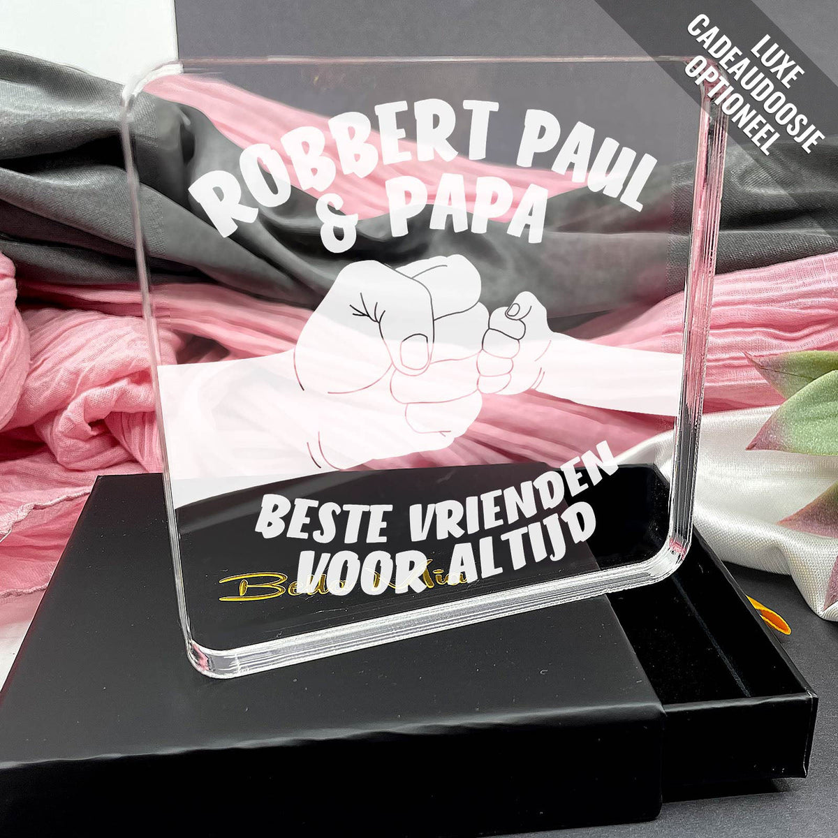 Beste Vrienden met Papa Plexi Glas Cadeau - Bella Mia