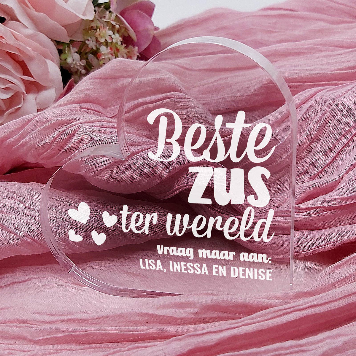 Beste Zus Ter Wereld Hart van Plexi Glas - Bella Mia